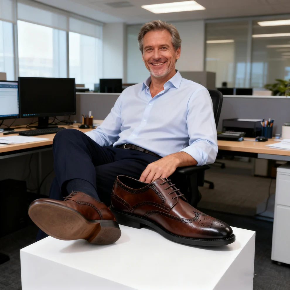 ⏰Σήμερα 50% έκπτωση✅Δερμάτινα παπούτσια υψηλής ποιότητας - Ανακουφίζουν από τον πόνο στις αρθρώσεις 👞 Άνετο περπάτημα