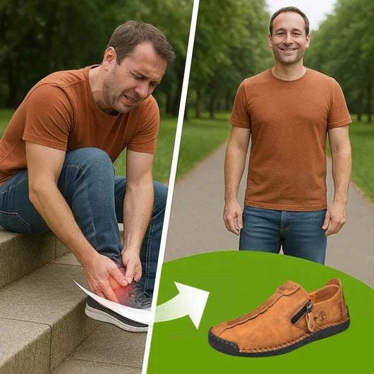 【🎉Περιορισμένης διάρκειας εκπτώσεις - 70% έκπτωση, μόνο σήμερα - Μην το χάσετε】 - Ανδρικά ορθοπεδικά παπούτσια από αυστραλιανό δέρμα μοσχαριού 👞Άνετο περπάτημα και ανακούφιση από τον πόνο✅