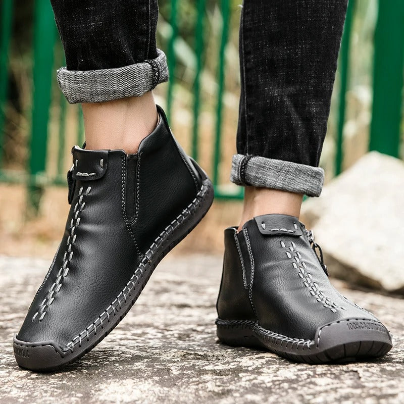 [🎁Σήμερα 50% έκπτωση] Εργονομικά σχεδιασμένες μπότες - δέρμα υψηλής ποιότητας + ραμμένες στο χέρι + slip-on 👞